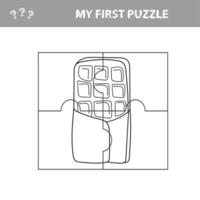 jeu de puzzle logique. barre chocolatée. page imprimable pour puzzle. vecteur
