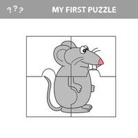 jeu de papier éducatif pour enfants, souris, rat. mon premier puzzle vecteur