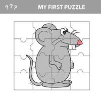 jeu de papier éducatif pour enfants, souris, rat. mon premier puzzle vecteur