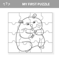 jeu de puzzle pour enfants - hamster animal - vecteur de dessin animé de pièces de feuille de calcul