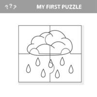 puzzle. nuage de pluie en style dessin animé, jeu éducatif pour les enfants d'âge préscolaire vecteur