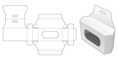 boîte hexagonale et trou de suspension avec gabarit de découpe de fenêtre vecteur