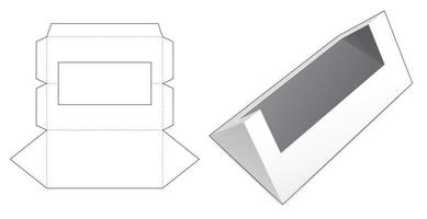 emballage triangulaire avec gabarit de découpe de fenêtre d'angle vecteur