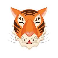 la tête d'un tigre chinois les yeux fermés. illustration sur fond blanc dans un style plat vecteur