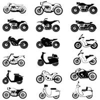 meilleures icônes plates de modèles de motos, scooters et cyclomoteurs. icône de scooter et transport de moto, illustration de transport de moto de véhicule vecteur