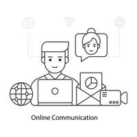 une illustration de conception plate de communication en ligne vecteur