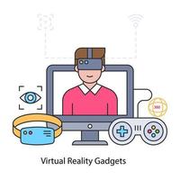 une illustration de conception unique de gadgets de réalité virtuelle vecteur