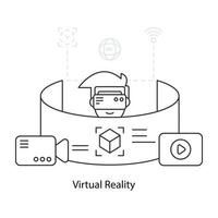 une illustration de conception modifiable de la réalité virtuelle vecteur