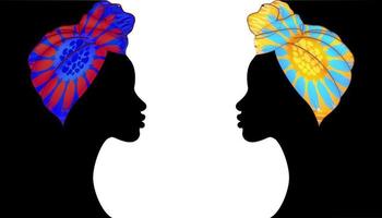 bannière tribale africaine, portrait belle femme afro. shenbolen ankara headwrap femmes africain traditionnel foulard foulard turban. vecteur, femmes, ethnique, batik, tissu, fond vecteur