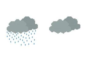 illustration de nuages nuageux et de pluie avec thème pixel vecteur