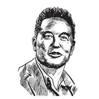 elon musc vector illustration dessin noir et blanc, surakarta est java, 10 novembre 2021