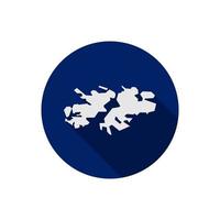 carte des îles Falkland sur cercle bleu avec ombre portée vecteur