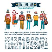 Bannière de griffonnage infographie mode vêtements hipster vecteur