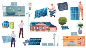 ensemble d'icônes plat énergie solaire vecteur