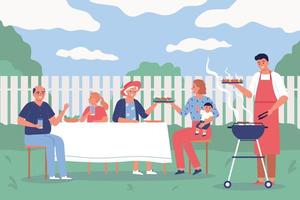 illustration de barbecue familial vecteur