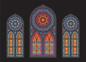fond de fenêtres en mosaïque de la cathédrale vecteur