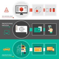 Ensemble de bannières de prototypage et de modélisation vecteur