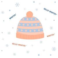 chapeau d'hiver. chapeau chaud. accessoires d'hiver illustration vectorielle plane vecteur