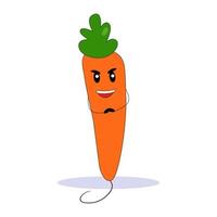 carotte drôle. carotte avec un visage mignon. illustration vectorielle plane. vecteur