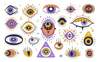 la magie dessin animé yeux, grec ou turc mystique symbole vecteur