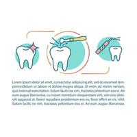 modèle vectoriel de page d'article de dentisterie cosmétique. blanchissement dentaire. brochure, magazine, élément de conception de livret avec icônes linéaires et zones de texte. design d'impression. illustrations de concept avec espace de texte