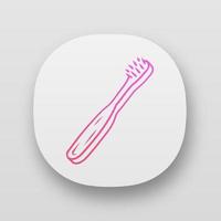 icône de l'application de brosse à dents en bambou. matériau respectueux de l'environnement. outil de nettoyage des dents en bois biologique. produit de soins dentaires. brosse écologique. interface utilisateur ui ux. applications web ou mobiles. illustration vectorielle isolée vecteur