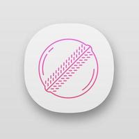 icône de l'application de balle de cricket. équipement de sport professionnel. boule avec couture proéminente. accessoire de jeu d'équipe. équipement de sport. interface utilisateur ui ux. applications web ou mobiles. illustrations vectorielles isolées vecteur