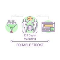 icône de concept de marketing numérique b2b. illustration de ligne mince d'idée de modèle d'entreprise à entreprise. Transaction commerciale. techniques de marketing d'affiliation. dessin de contour isolé de vecteur. trait modifiable vecteur