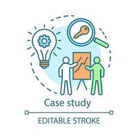 icône de concept d'étude de cas. illustration de la ligne mince de l'idée de contenu de prise de décision. méthode de recherche. formation commerciale, présentation, rapport. dessin de contour isolé de vecteur. trait modifiable vecteur