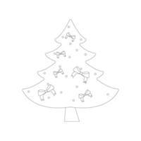 arbre de noël avec boule d'arbre et jouet d'arbre. livre de couleurs. illustration vectorielle plane vecteur