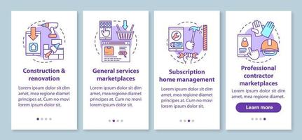 les marchés en ligne intègrent l'écran de la page de l'application mobile avec des concepts linéaires. commerce électronique, instructions graphiques étape par étape du service client. modèle vectoriel ux, ui, gui avec illustrations