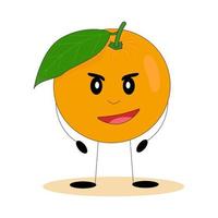 orange drôle. orange avec un visage mignon. illustration vectorielle plane. vecteur