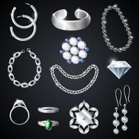 Ensemble de bijoux en argent vecteur