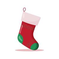 chaussette de noël aux couleurs rouge et verte. accessoires d'hiver vecteur