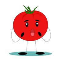 drôle de tomate. tomate avec grimace. illustration vectorielle plane. vecteur