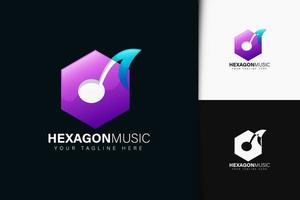 création de logo de musique hexagonale avec dégradé vecteur