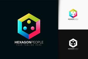 création de logo de personnes hexagonales avec dégradé vecteur