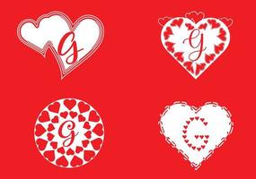 logo de lettre g avec icône d'amour, modèle de conception de saint valentin vecteur