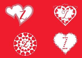 logo de lettre z avec icône d'amour, modèle de conception de saint valentin vecteur