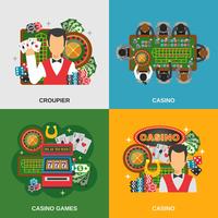 Casino Concept Icons Set vecteur