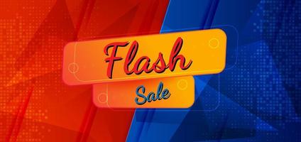 le modèle de conception de bannière de vente flash offre des achats sur fond rouge et bleu foncé. vecteur