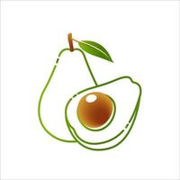 fruit d'avocat entier et demi. logotype. icône de nourriture d'avocat de vecteur. illustration d'avocat dans un style plat. illustration vectorielle. vecteur