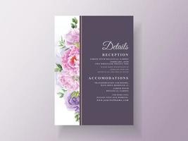 invitation de mariage vintage fleur violette vecteur