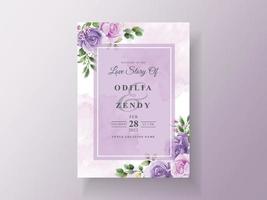 modèle d'invitation de mariage de belles fleurs violettes