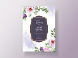 invitation de mariage vintage fleur violette vecteur