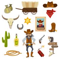 Cowboy Icons Set vecteur