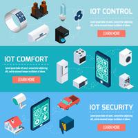 Ensemble de bannières isométriques domestiques Iot vecteur