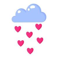 nuage avec pluie du coeur. concept de mariage et de la Saint-Valentin. vecteur