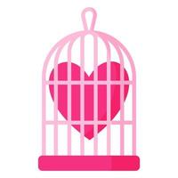 cage à oiseaux avec un cœur. concept de mariage et de la Saint-Valentin. vecteur