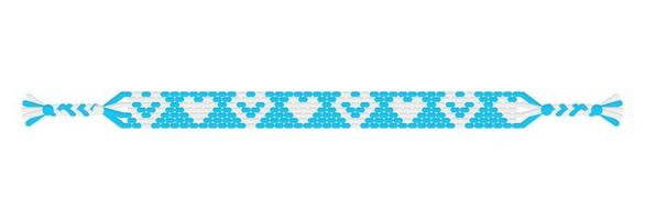 vecteur boho love bracelet d'amitié hippie fait à la main de fils bleus et blancs.